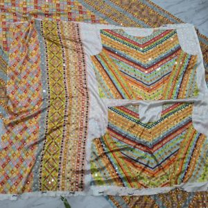 Chinon mirror work saree