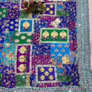 Real mirror work chinon saree